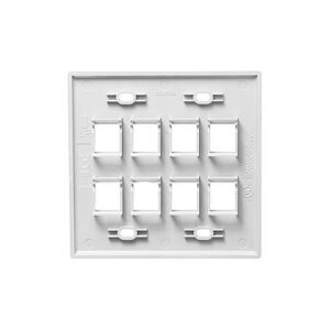 ICC-IC107FD8WH FACEPLATE, FLAT, 2-GANG, 8-PORT, WHITE