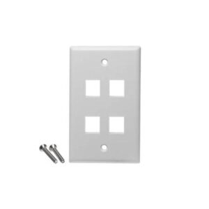 ICC-IC107F4CWH FACEPLATE, FLAT,1-GANG,4-PORT, 25PK, WH