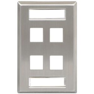 ICC-IC107S04SS FACEPLATE, ID, STAINLESS, 1-GANG, 4-PORT