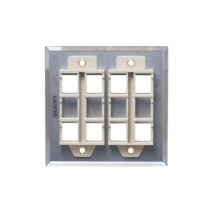 ICC-IC107DF8SS FACEPLATE, STAINLESS STEEL,2-GANG,8-PORT