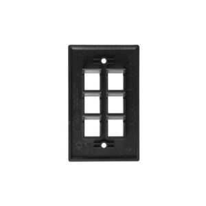 ICC-IC107F06BK FACEPLATE, FLAT, 1-GANG, 6-PORT, BLACK