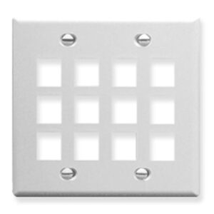 ICC-IC107F12WH FACEPLATE, FLAT, 2-GANG, 12-PORT, WHITE