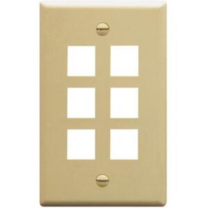 ICC-IC107F06IV FACEPLATE, FLAT, 1-GANG, 6-PORT, IVORY