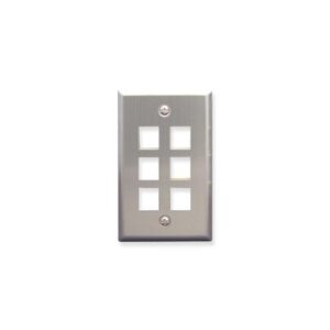 ICC-IC107SF6SS FACEPLATE, STAINLESS STEEL,1-GANG,6-PORT