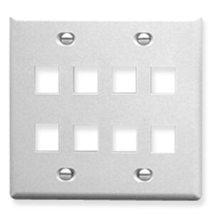 ICC-IC107FD8WH FACEPLATE, FLAT, 2-GANG, 8-PORT, WHITE