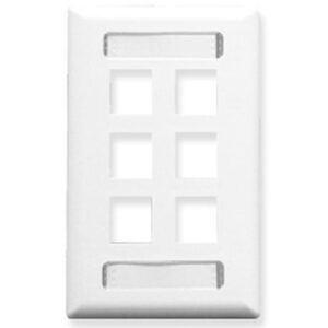 ICC-IC107S06WH FACEPLATE, ID, 1-GANG, 6-PORT, WHITE