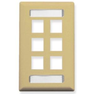 ICC-IC107S06IV FACEPLATE, ID, 1-GANG, 6-PORT, IVORY