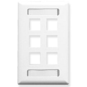 ICC-IC107S06WH FACEPLATE, ID, 1-GANG, 6-PORT, WHITE