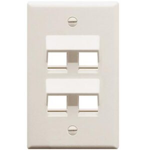 ICC-IC107DA4WH FACEPLATE, ANGLED, 1-GANG, 4-PORT, WHITE