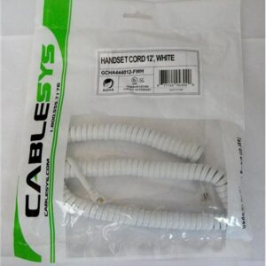 1200WH GCHA444012-FWH / 12′ WHITE Handset Cord