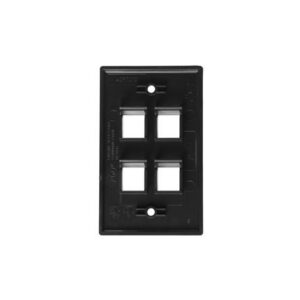 ICC-IC107F04BK FACEPLATE, FLAT, 1-GANG, 4-PORT, BLACK