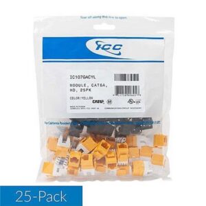 ICC-IC107GACYL MODULE, CAT6A, HD, 25PK, YELLOW