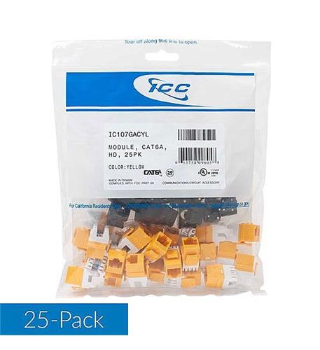 ICC-IC107GACYL MODULE, CAT6A, HD, 25PK, YELLOW