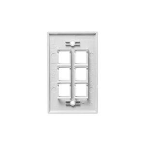 ICC-IC107F06WH FACEPLATE, FLAT, 1-GANG, 6-PORT, WHITE