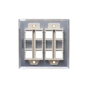 ICC-IC107DF8SS FACEPLATE, STAINLESS STEEL,2-GANG,8-PORT