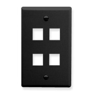 ICC-IC107F04BK FACEPLATE, FLAT, 1-GANG, 4-PORT, BLACK