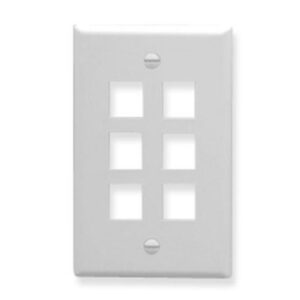 ICC-IC107F06WH FACEPLATE, FLAT, 1-GANG, 6-PORT, WHITE