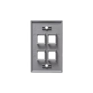 ICC-IC107F04GY FACEPLATE, FLAT, 1-GANG, 4-PORT, GRAY