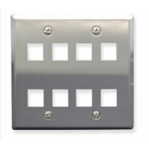 ICC-IC107DF8SS FACEPLATE, STAINLESS STEEL,2-GANG,8-PORT