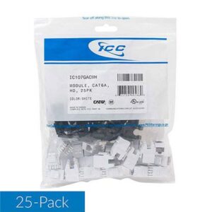 ICC-IC107GACWH MODULE, CAT6A, HD, 25PK, WHITE