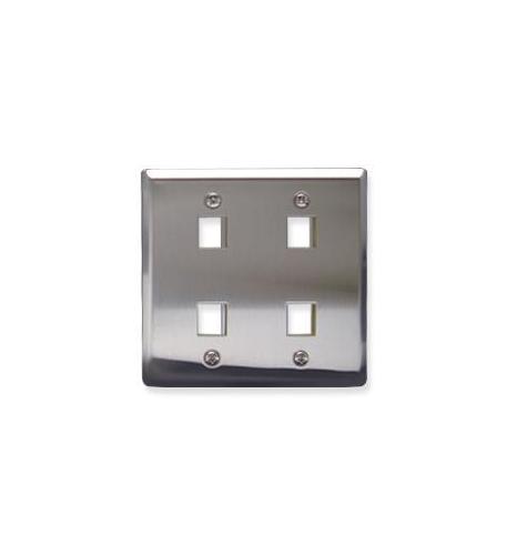 ICC-IC107DF4SS FACEPLATE, STAINLESS STEEL,2-GANG,4-PORT