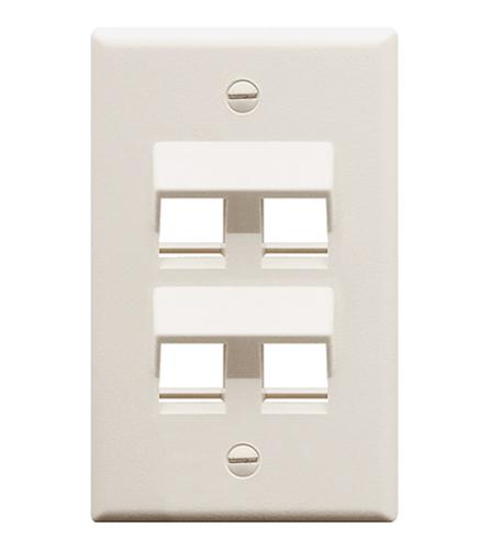 ICC-IC107DA4WH FACEPLATE, ANGLED, 1-GANG, 4-PORT, WHITE