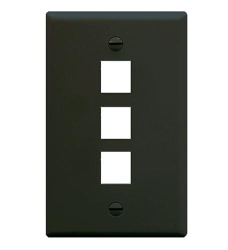 ICC-IC107F03BK FACEPLATE, FLAT, 1-GANG, 3-PORT, BLACK