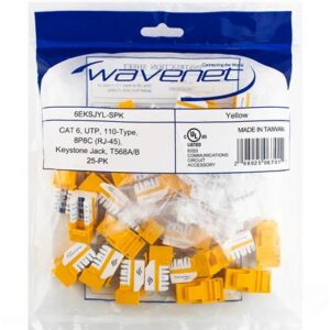 WAV-6EKSJYL-25PK CAT6 JACK YELLOW 25 PACK