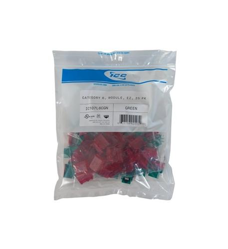 ICC-IC107L6CGN MODULE, CAT 6, EZ, 25 PK, GREEN
