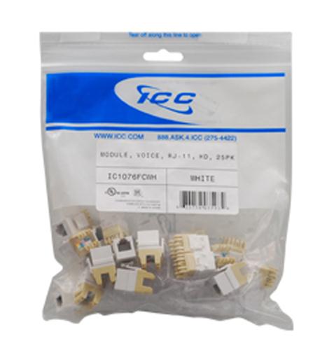 ICC-IC1076FCWH MODULE, VOICE, RJ-11, HD, 25PK, WH