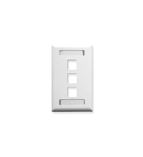 ICC-IC107S03WH FACEPLATE, ID, 1-GANG, 3-PORT, WHITE