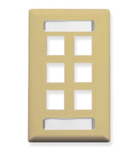 ICC-IC107S06IV FACEPLATE, ID, 1-GANG, 6-PORT, IVORY