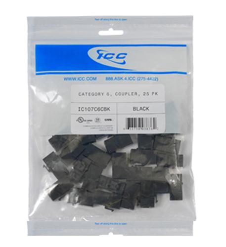 ICC-IC107C6CBK MODULE, COUPLER, CAT 6 25 PK, BLACK