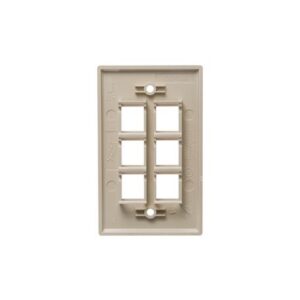 ICC-IC107F06IV FACEPLATE, FLAT, 1-GANG, 6-PORT, IVORY
