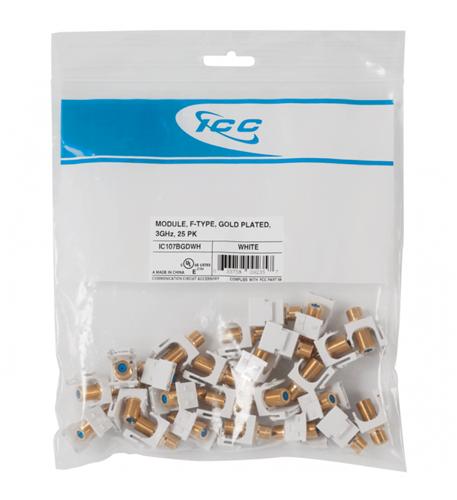 ICC-IC107BGDWH MODULE, F-TYPE GOLD PLATED 3GHz, 25PK