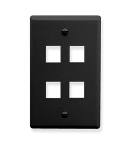 ICC-IC107F04BK FACEPLATE, FLAT, 1-GANG, 4-PORT, BLACK