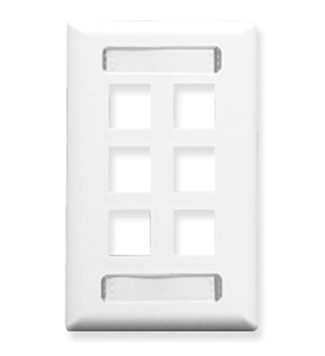 ICC-IC107S06WH FACEPLATE, ID, 1-GANG, 6-PORT, WHITE
