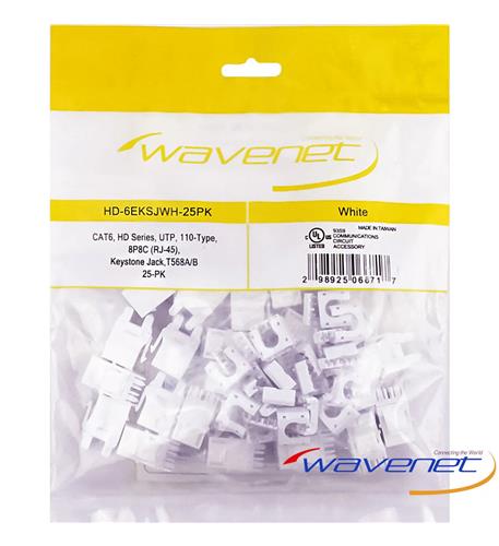 WAV-6EKSJWH-25PK CAT6 JACK SDJ SERIES WHITE 25 PACK