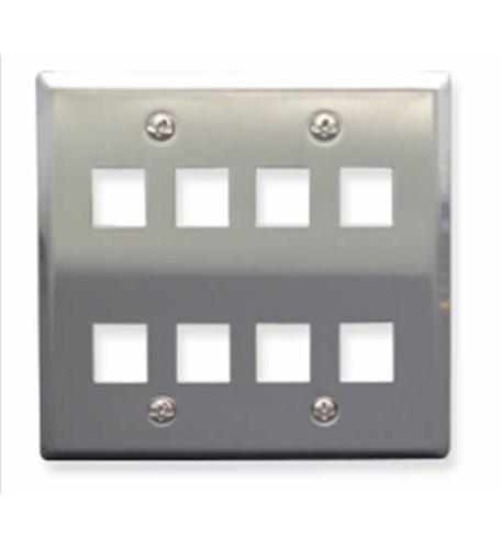 ICC-IC107DF8SS FACEPLATE, STAINLESS STEEL,2-GANG,8-PORT