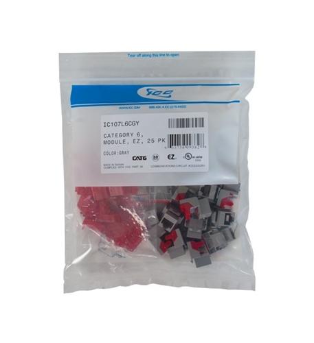 ICC-IC107L6CGY MODULE, CAT 6, EZ, 25 PK, GRAY