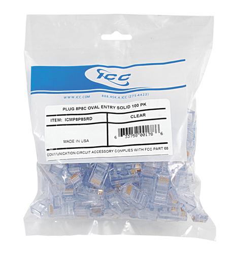 ICC-ICMP8P8SRD PLUG, 8P8C, OVAL ENTRY, SOLID, 100PK - Image 2