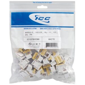 ICC-IC1076VCWH MODULE, VOICE, RJ-11, EZ, 25 PK, WHITE