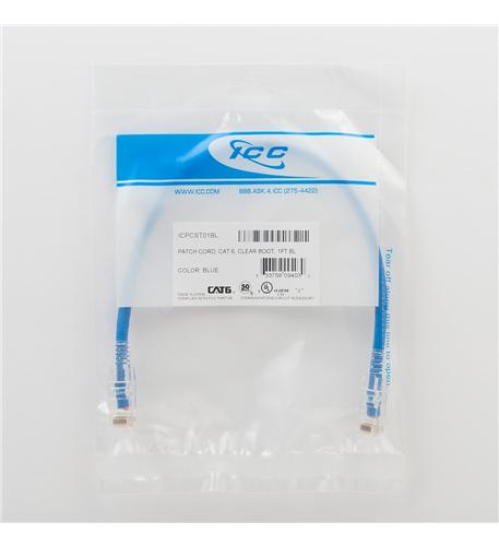 ICC-ICPCSF01BL PATCH CORD CAT6 CLEAR BOOT 1' 25PK BL - Image 4