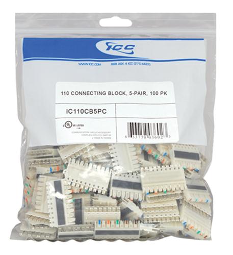 ICC-IC110CB5PC 110 CONNECTING BLOCK, 5-PAIR, 100 PK