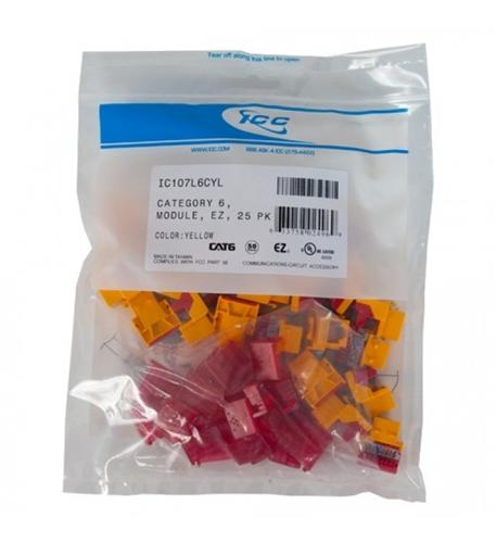 ICC-IC107L6CYL MODULE, CAT 6, EZ, 25 PK, YELLOW